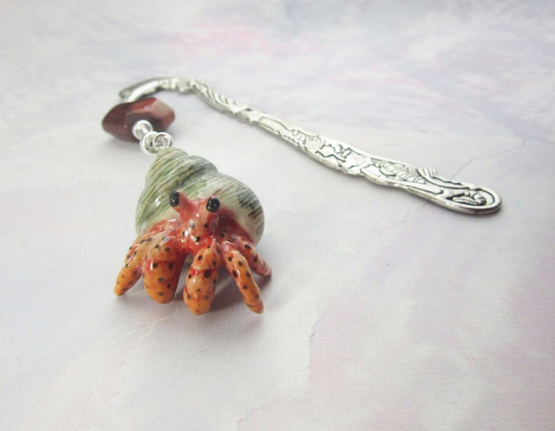 HERMIT CRAB BOOKMARK - Squiggle Bookmarks - Beach Theme Bookmark - Reader Great Gift- Book Accessories - Marker For Books