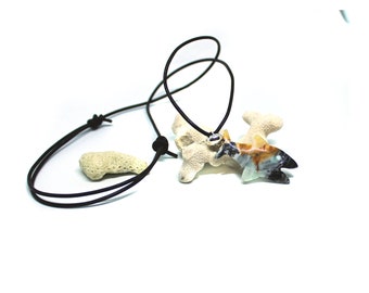 Shark Pendant Carved Amazonite Necklace - Adjustable Length, Unisex Leather Cord, Jewelry for the Fishing Person , BVI Blues Collection 8