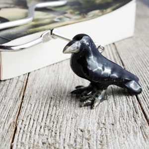 Beautiful Hand-Painted Raven Figurine Metal Bookmark for Book Lovers - Unique, Spiritual Gift with Free Gift Wrapping Option