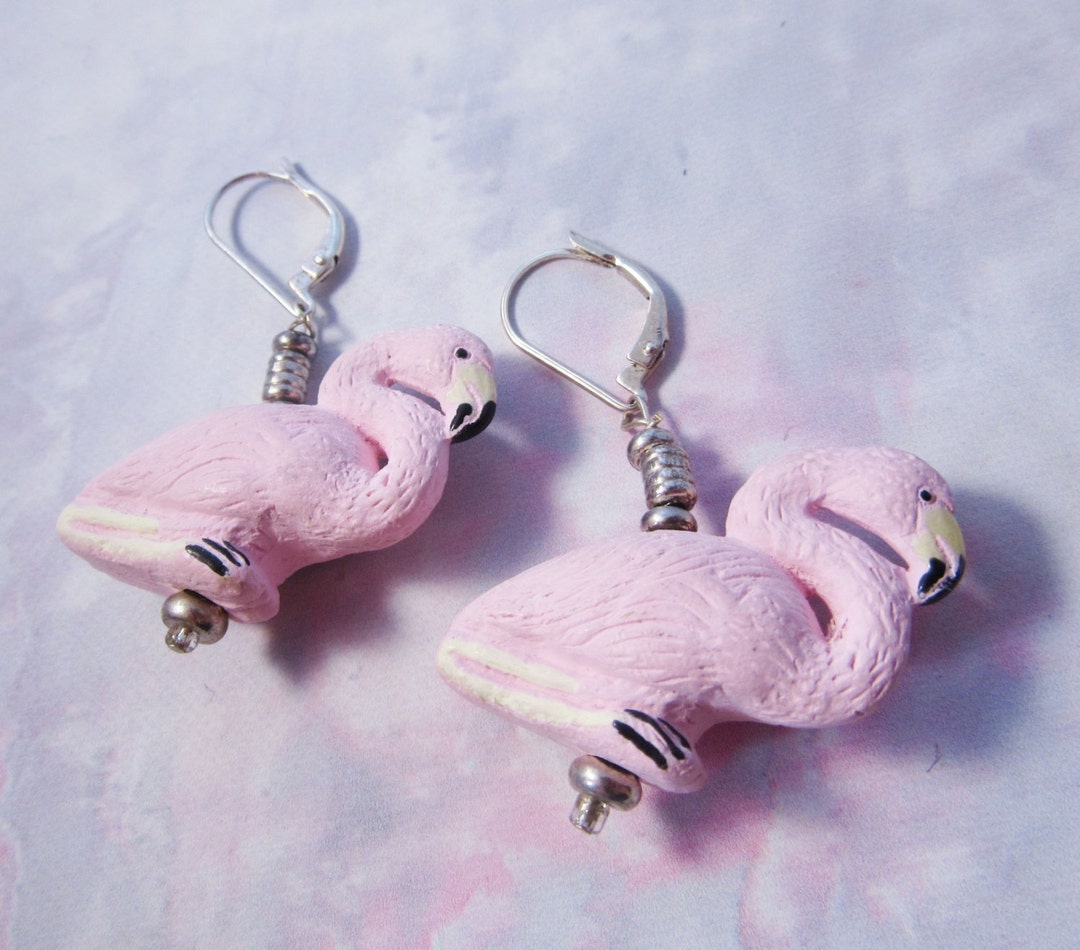 Flamingo Earrings For Women - Pink Acrylic Dangle Bird Earrings For Summer & Tropical Parties - View #6