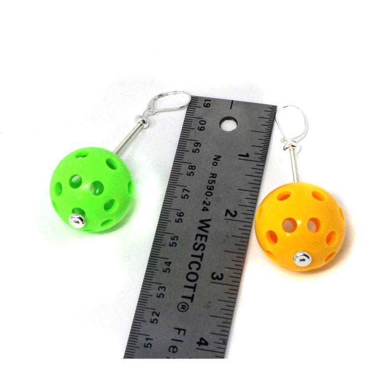 Lime green pickle ball earrings Sports Girl Earrings Cute Girl Drop Pickle Ball Player Gift Earlobe Earrings Novelty Gift for fun image 7