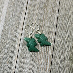 Handcarved Aventurine Lizard Earrings: Herpetologist Gift image 7