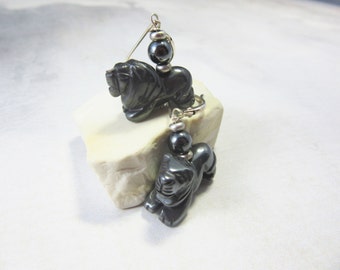 Lion Hematite Earrings – Animal Themed Grounding Stone Jewelry