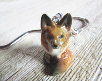 PORCELAIN FOX BOOKMARK - Woodland Animal Metal Bookmark, Gift for Reader, Animal Figurine, Gift for Him. Father's Day Gifts