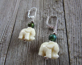 ELEPHANT EARRINGS - color changing animal earrings for the pachyderm fan, mood bead topper jewelry, elephant lover gift, zookeeper favorite