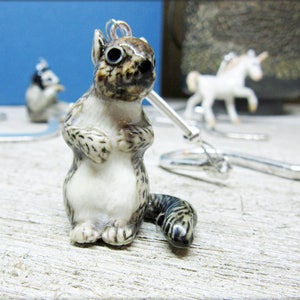 Handmade Porcelain Squirrel Bookmark: Silver Stick, Bookworm Gift
