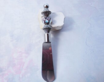 DIP SPREADER KNIFE - Glass Beads Handle - Cheese Serving Knife - Modern Wedding Knife - Gift For Hostess - Modern Cutlery