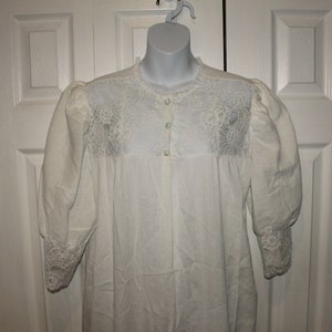 Vintage Claire Haddad White Gauzy Long Lace Accents Modest Sexy Nightgown image 1