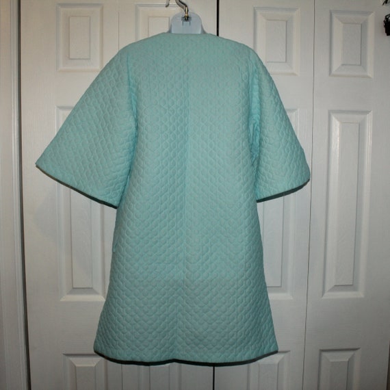 Vintage Blue Quilted Housecoat Dressing Gown Butt… - image 3