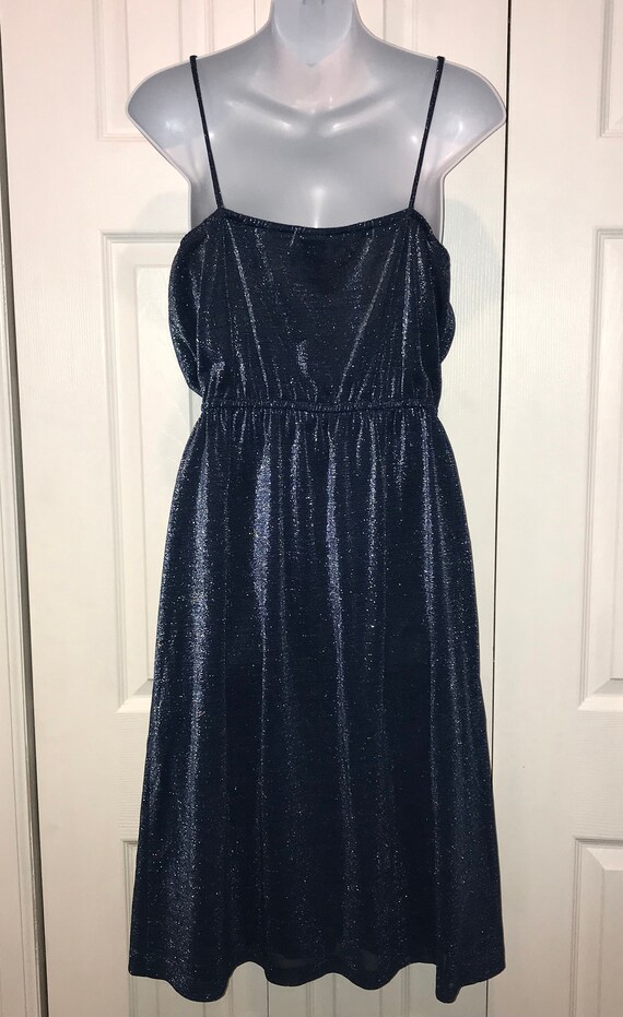 Vintage 1980s Nu Mode Toronto Sparkly Blue Tank Dress… - Gem