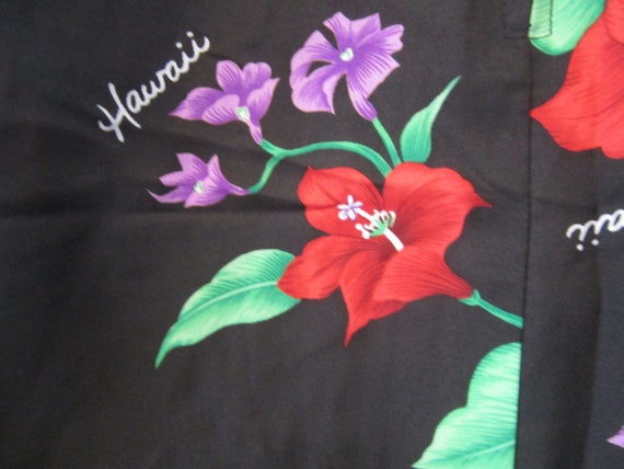 Vintage Helenas Hawaii Hawaiian Floral Black Muu … - image 3