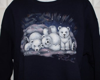 Vintage 1990s Northern Reflections Polar Bear Winter Holiday Shirt Cottagecore