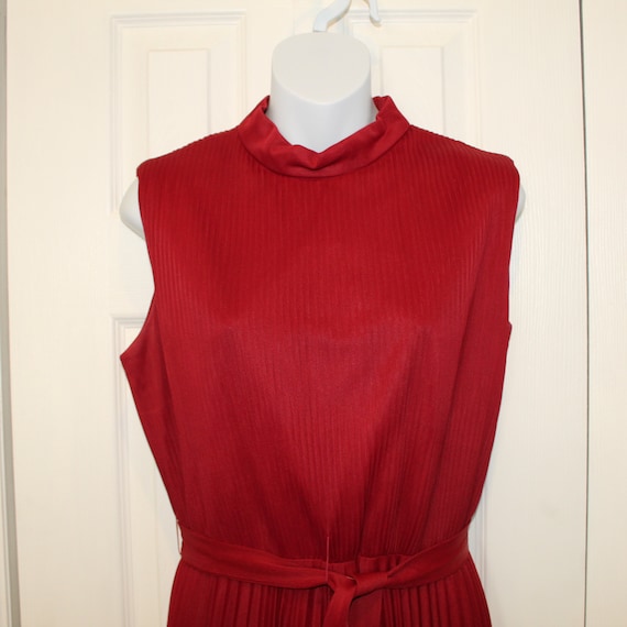 Vintage 1960s Red Pleated Skirt Hand Made Dress