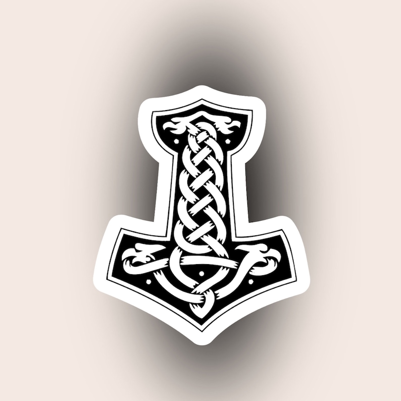 Mjolnir Lettering Viking Mjolnir Sticker, Norse Mythology Thor's Hammer Decal, Nordic ...