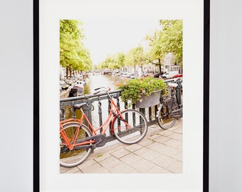 Amsterdam bicycle picture. Large wall art. Cheerful print.
