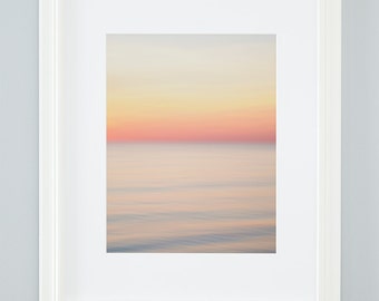Zen wall art minimalist landscape print. Colorful beach sunset photo. Calming extra large bedroom wall hanging. Romantic gift for lover.