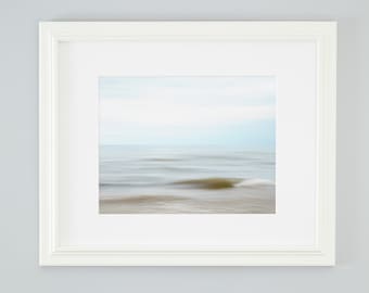 Beach waves photograph. Coastal landscape print. Large wall art horizontal beach print. Soothing bathroom wall art. Ocean lover gift.