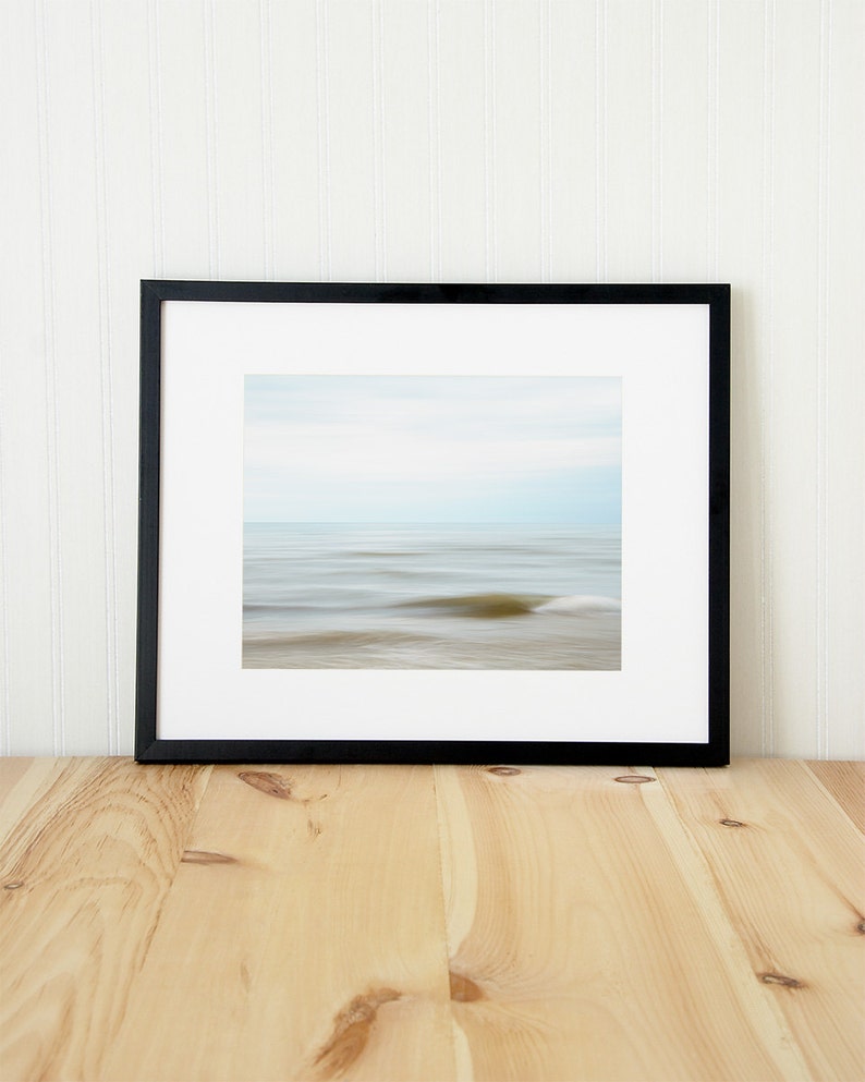 Beach waves photograph. Coastal landscape print. Large wall art horizontal beach print. Soothing bathroom wall art. Ocean lover gift. image 2