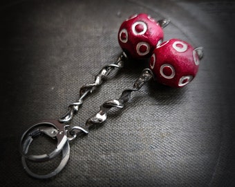 Old Clay and Silver Beaded Earrings