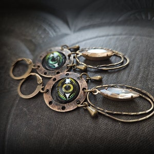 Spirit Eyes, Amulet Brass Beaded Earrings image 3