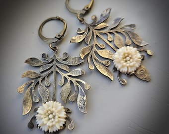 Brass Floral Earrings