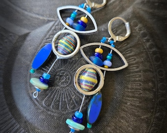 Modern Glass Wire Framed Earrings