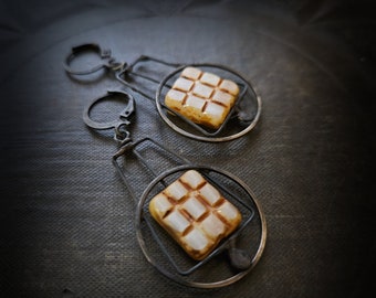 Industrial Style Glass Framed Beaded Earrings