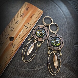 Spirit Eyes, Amulet Brass Beaded Earrings image 5