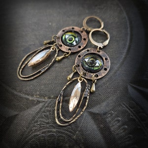 Spirit Eyes, Amulet Brass Beaded Earrings image 4