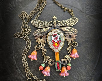 Italian Micro Mosaic Floral Necklace