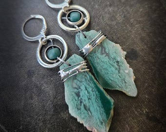 Green Chalcedony Gemstone Earrings