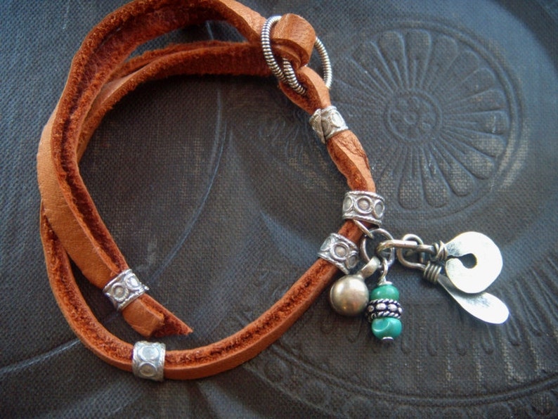 Indian Charm Looped Leather Bracelet Etsy
