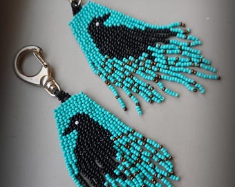 Beaded Raven Charm Tag