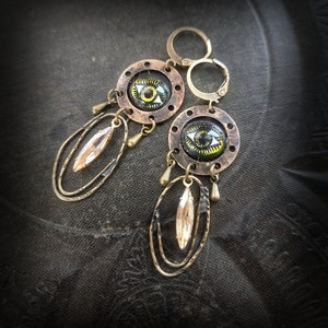 Spirit Eyes, Amulet Brass Beaded Earrings image 2