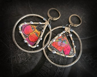 Cosmic Cats Hoop Earings