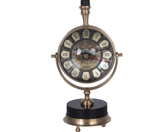 Antique Brass Desk Clock, Retro Tabletop Office Decor