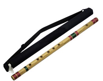 Japanse Bamboe Fluit Met Zwarte Lijnen 7/8 Hon Handgemaakte