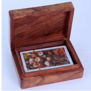 Scatola di carte in legno, elegante scatola di carte da gioco fatta a mano in legno, carte da gioco in plastica / regalo unico per compleanno, vacanze e Natale