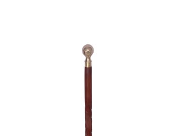 Handgefertigte Vintage Style Gehstock aus Holz, Griff aus Messing