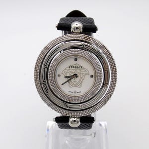 Versace EON Watch Mother of Pearl Medusa Dial - Designer Silver Tone Wristwatch  Bracelet