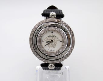Versace EON Watch parelmoer medusa wijzerplaat - designer zilverkleurige polshorlogeband