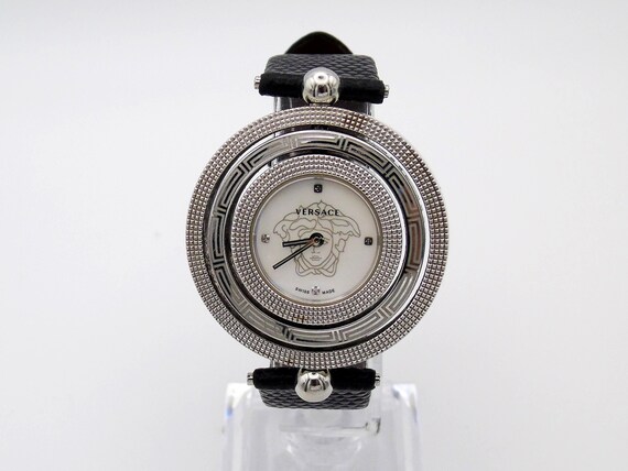 NEW Versace Swiss Made Stainless Black Dial Silver Bracelet Women\'s Wristwatch Versace Black Stainless Steel Gleam VAN030016 Women main image 3