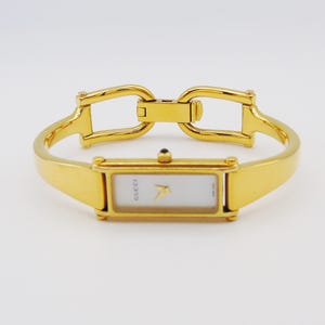 Gucci 1500L Gold-Plated Watch – Mother of Pearl Dial, Tank Face