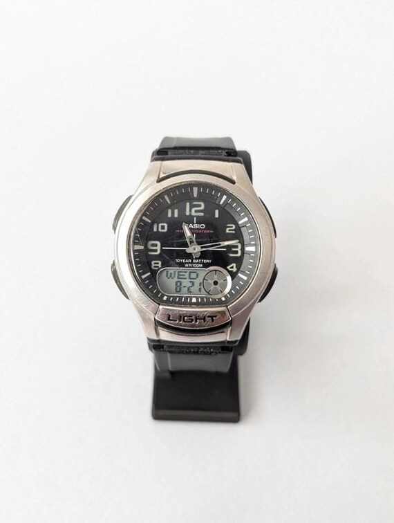 Vintage Casio AQ 180W Backlight Telememo 30 World Time 3 Alarm Timer Water Resistant Japanese Etsy
