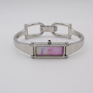 Vintage Gucci Watch Womens MOP Tank Watch Pink Mother of Pearl Dial with Box