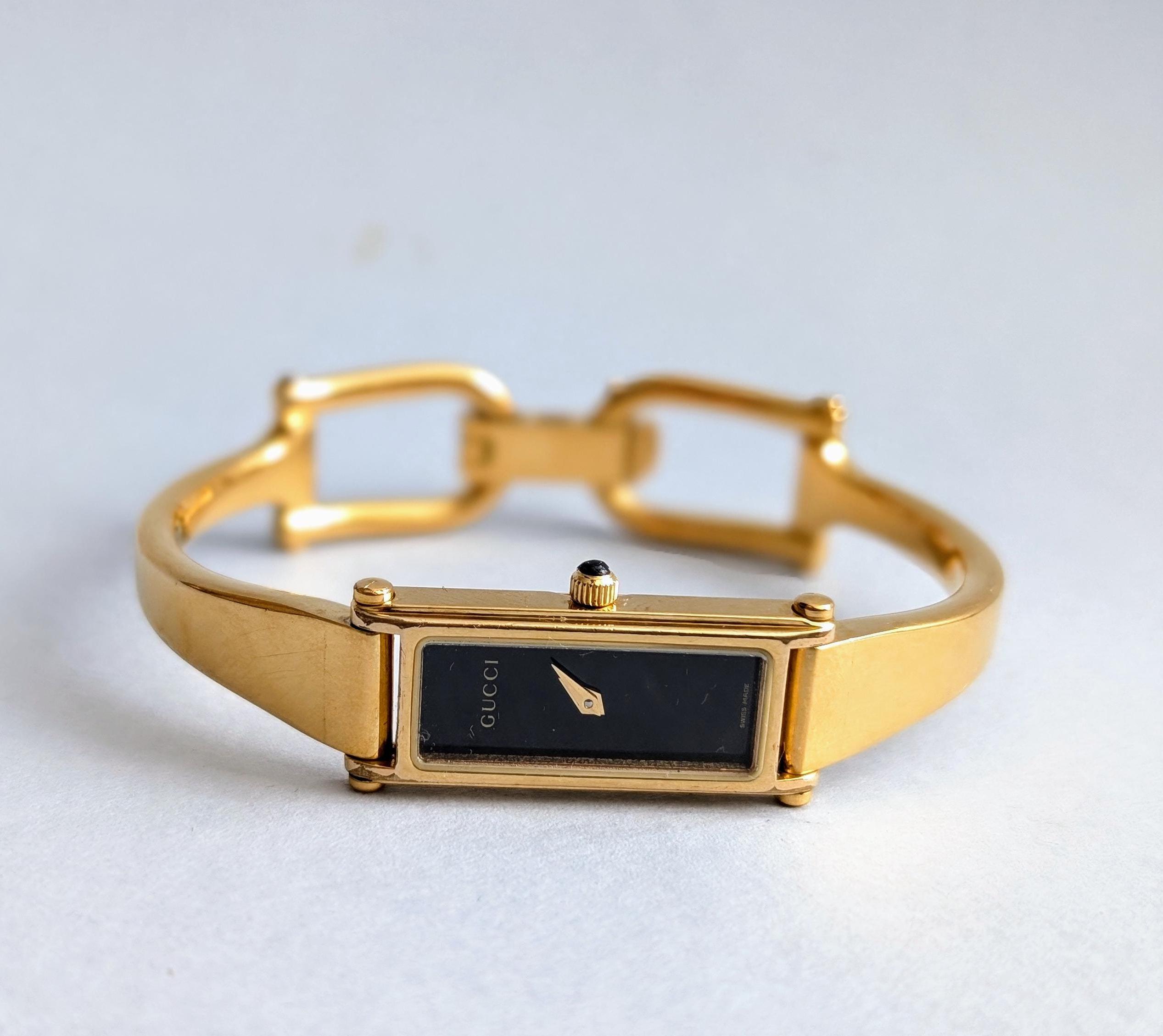Vintage Gucci Watch With Box Black Dial Gold 1500 Bracelet  display picture 2