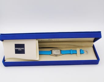 Raymond Weil Ladies Watch – Swiss Date Watch with Box & Papers | Blue Leather Strap