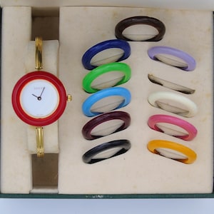Vintage Gucci Bezel Watch Pristine Change Bezel 90s Change Bezel Gold Wristwatch