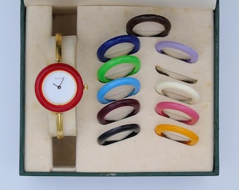 Vintage Gucci Bezel Watch Pristine Change Bezel 90s Change Bezel Gold Wristwatch