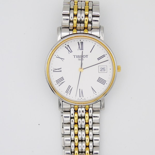 Mens Tissot Watch Two Tone Swiss Gold and Silver Gents Wristwatch Unique Gift for Him